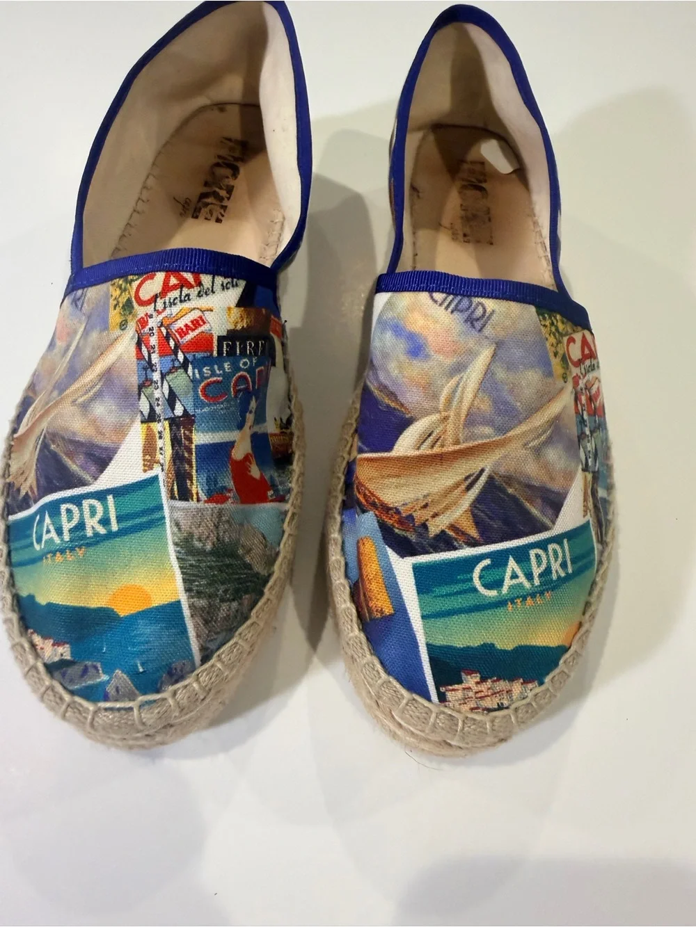Capri Graphic Canvas Espadrilles - Blue Print Slip-Ons